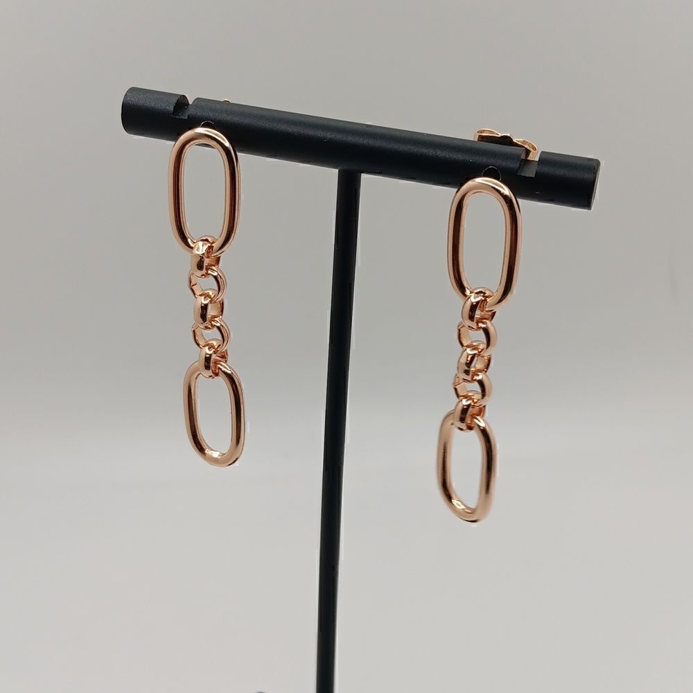 New Dozzior Goldtone Double Loop Chain Link Earrings Hypoallergenic New With Box